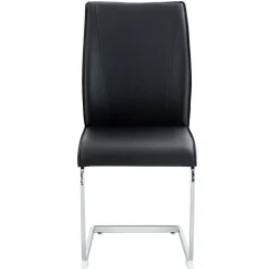 Chaise hauteur d assise 45 cm en similicuir noir assise rembourree pieds metal argente style europeen