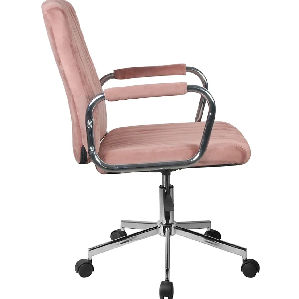 Chaise pivotante à roulettes velour AKORD FD24 Rose