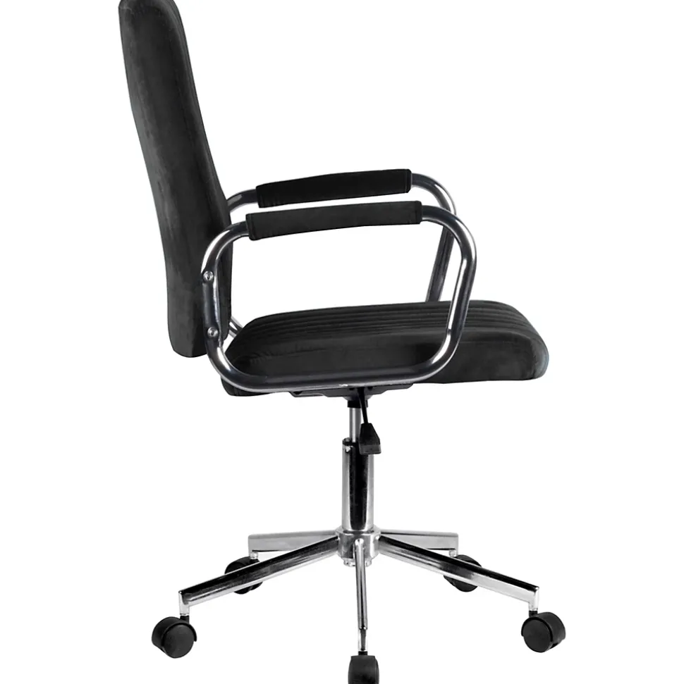Chaise pivotante à roulettes velour AKORD FD24 Noir