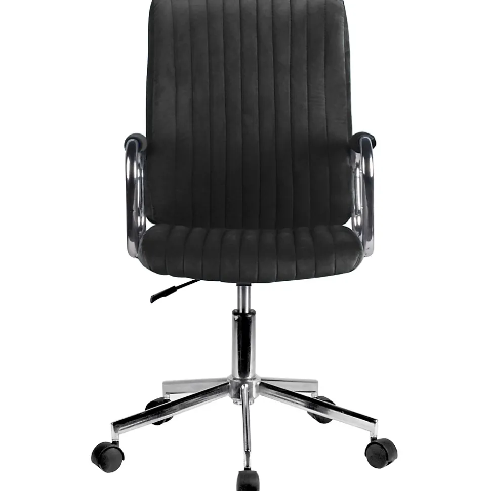 Chaise pivotante à roulettes velour AKORD FD24 Noir