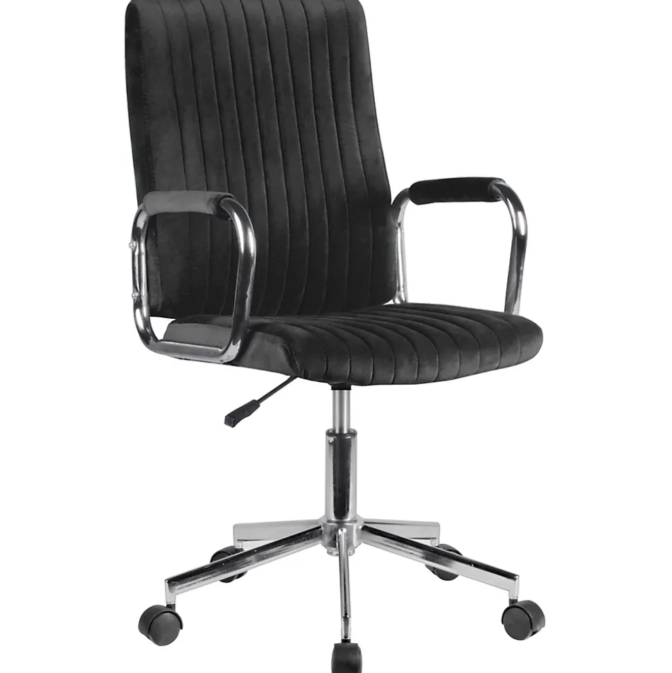 Chaise pivotante à roulettes velour AKORD FD24 Noir