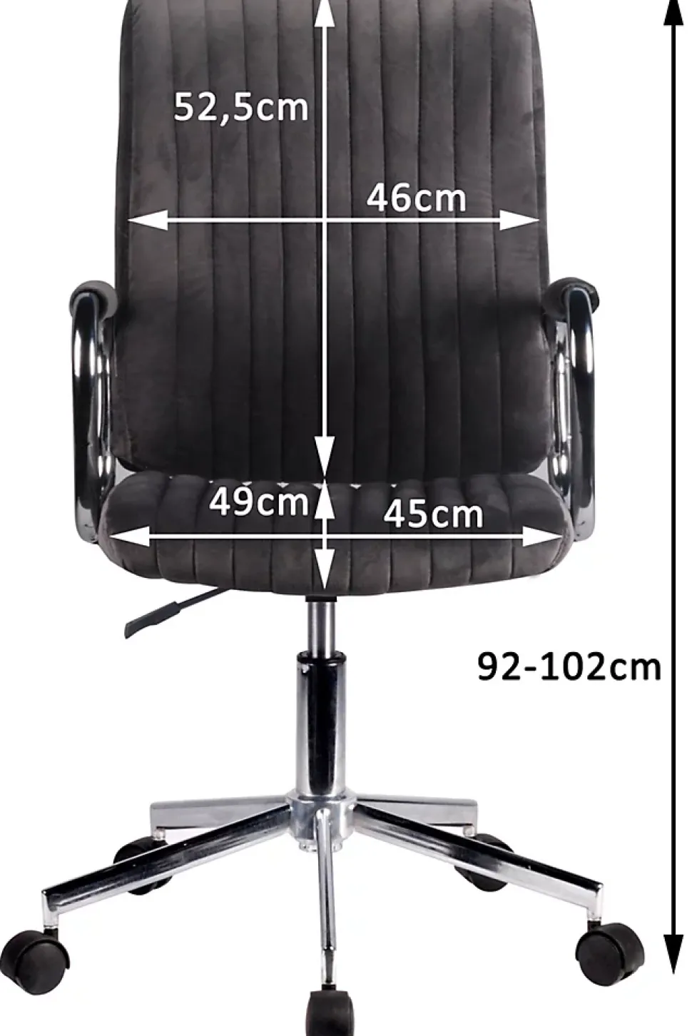 Chaise pivotante à roulettes velour AKORD FD24 Noir