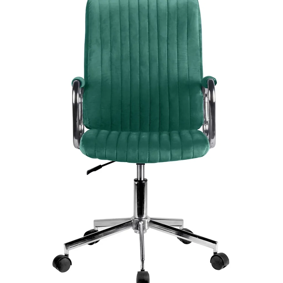 Chaise pivotante à roulettes velour AKORD FD24 Vert Bouteille