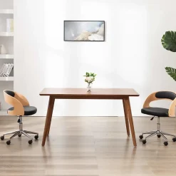 Chaise pivotante de bureau Noir Bois courbé et similicuir vidaXL