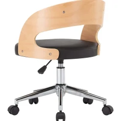 Chaise pivotante de bureau Noir Bois courbé et similicuir vidaXL