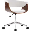 Chaise pivotante de bureau Blanc Bois courbé et similicuir vidaXL