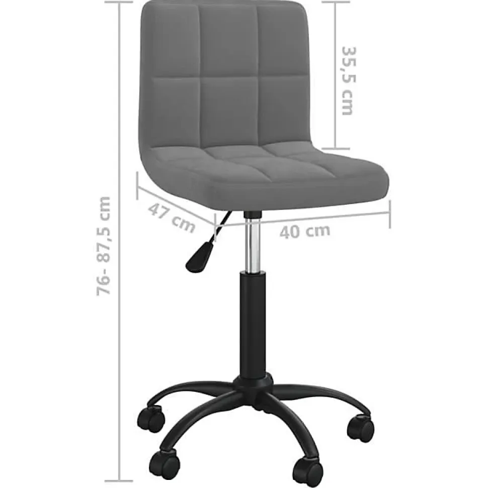 Chaise pivotante de bureau Gris foncé Velours vidaXL