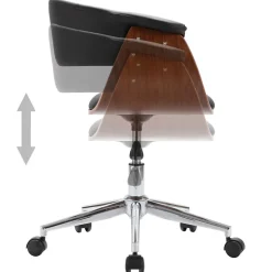 Chaise pivotante de bureau Noir Bois courbé et similicuir vidaXL