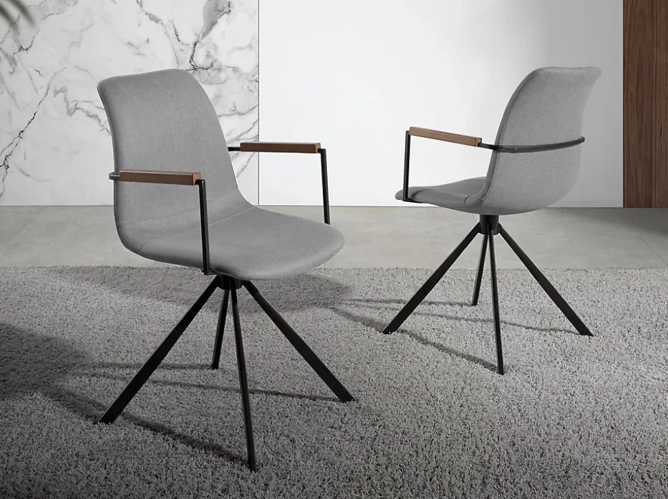 Chaise pivotante moderne en tissu gris foncé avec accoudoirs