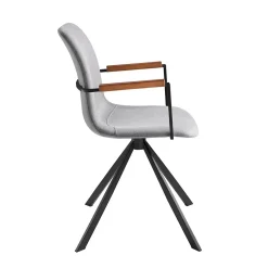 Chaise pivotante moderne en tissu gris foncé avec accoudoirs