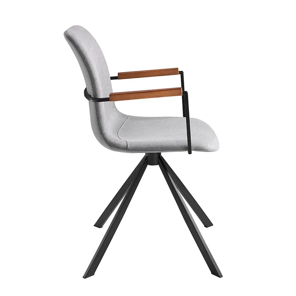 Chaise pivotante moderne en tissu gris foncé avec accoudoirs