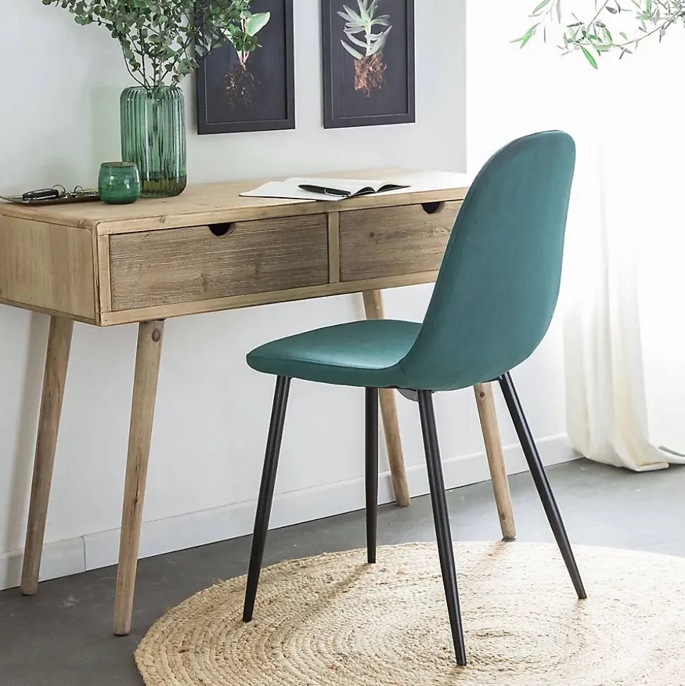 Chaise scandinave en velours vert Copenhague (lot de 2)