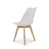 Chaise style scandinave VICTOIRE Coque en résine blanche rembourrée et pieds en bois naturel