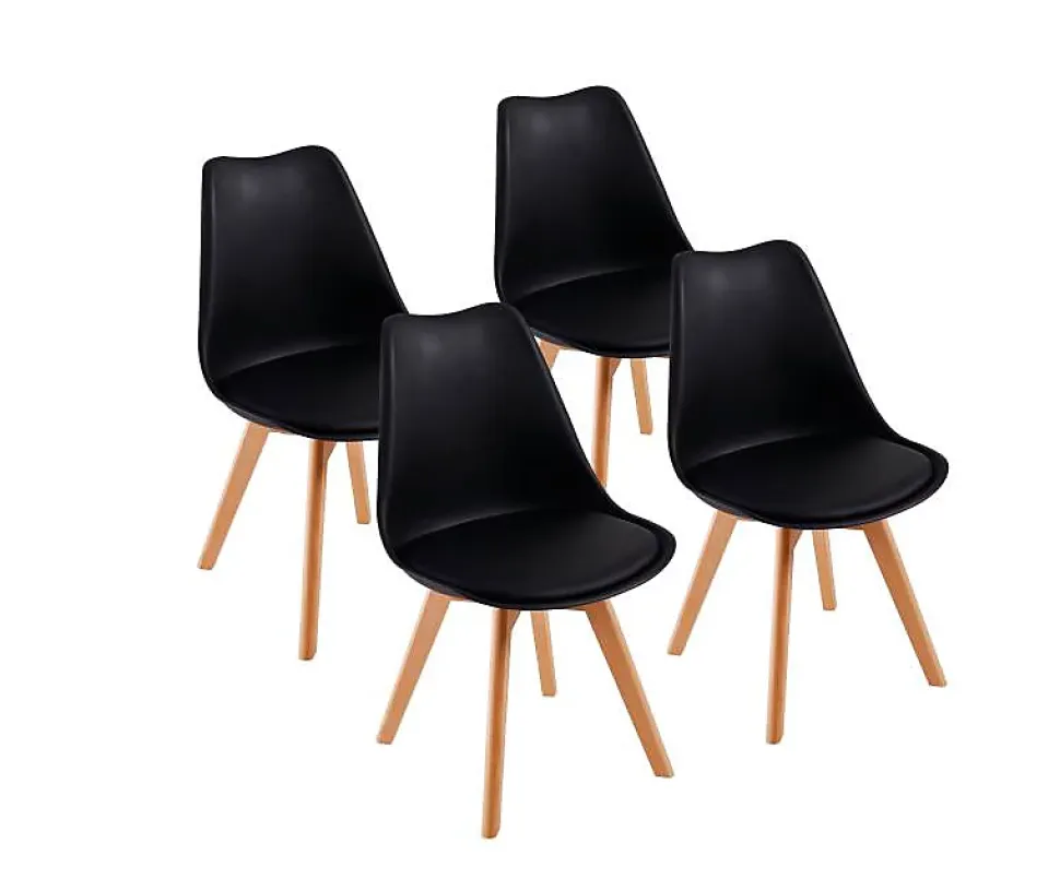 Chaises de Salle à Manger scandinave, Chaise de Bureau rétro, Noir, Lot de 4