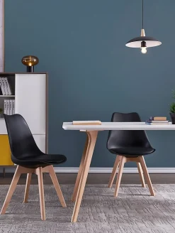 Chaises de Salle à Manger scandinave, Chaise de Bureau rétro, Noir, Lot de 4