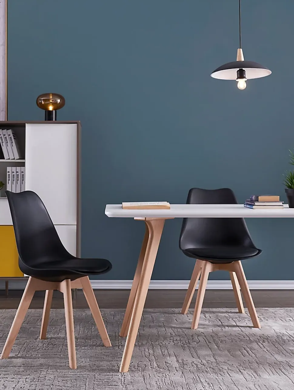 Chaises de Salle à Manger scandinave, Chaise de Bureau rétro, Noir, Lot de 4