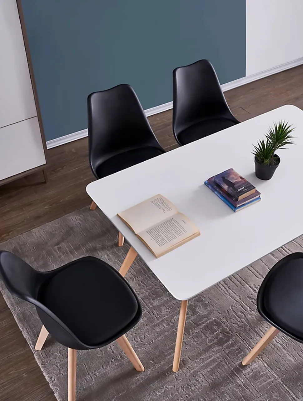 Chaises de Salle à Manger scandinave, Chaise de Bureau rétro, Noir, Lot de 4