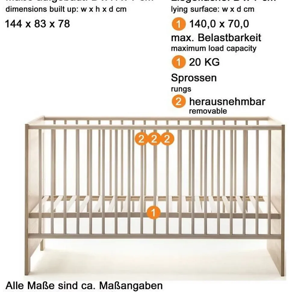 Chambre bébé Trend Team Ahoi - Lit 70 x 140 cm et commode à langer chêne