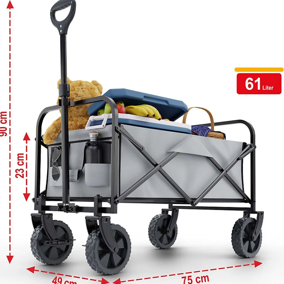 Chariot à bras chariot de transport pliable inclus housse amovible 61L Noir
