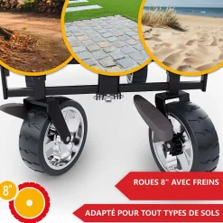 Chariot à bras chariot de transport pliable avec toit et housse amovible inclus sac isotherme Gris