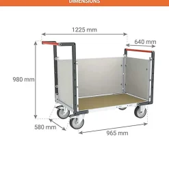 Chariot 3 côtés PVC - Plateau 965x580mm - Charge max 500kg - 806724574