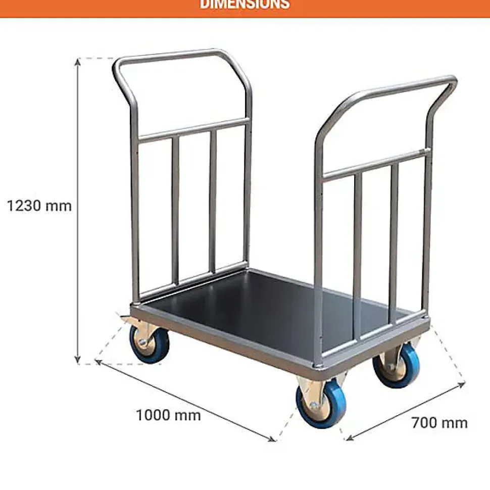 Chariot 2 côtés renforcés - Plateau 1000x700mm - Charge max 500kg - CHM2T2