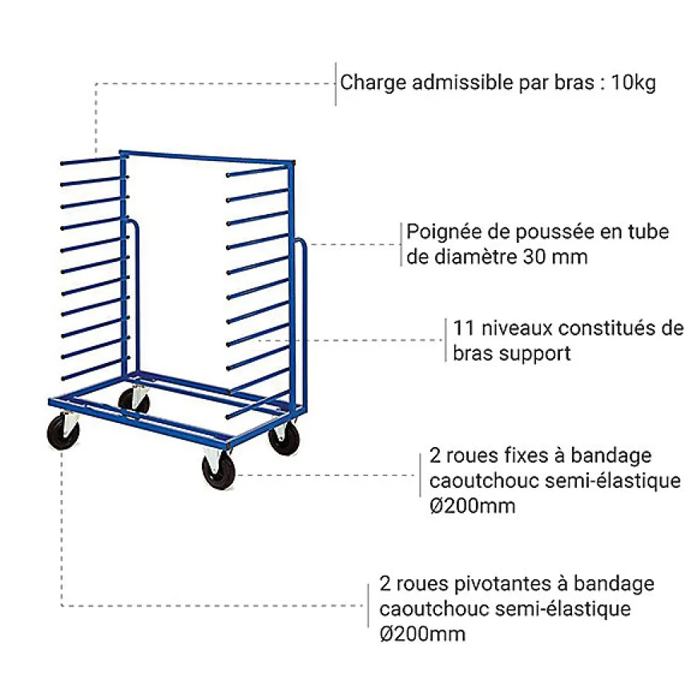 Chariot cantilever simple face 2 montants - charge max 200kg - FAPN13D1N