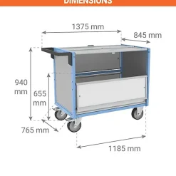 Chariot conteneur fermé pour produits chimiques - Plateau 1185x765mm - Charge max 500kg - 800726234