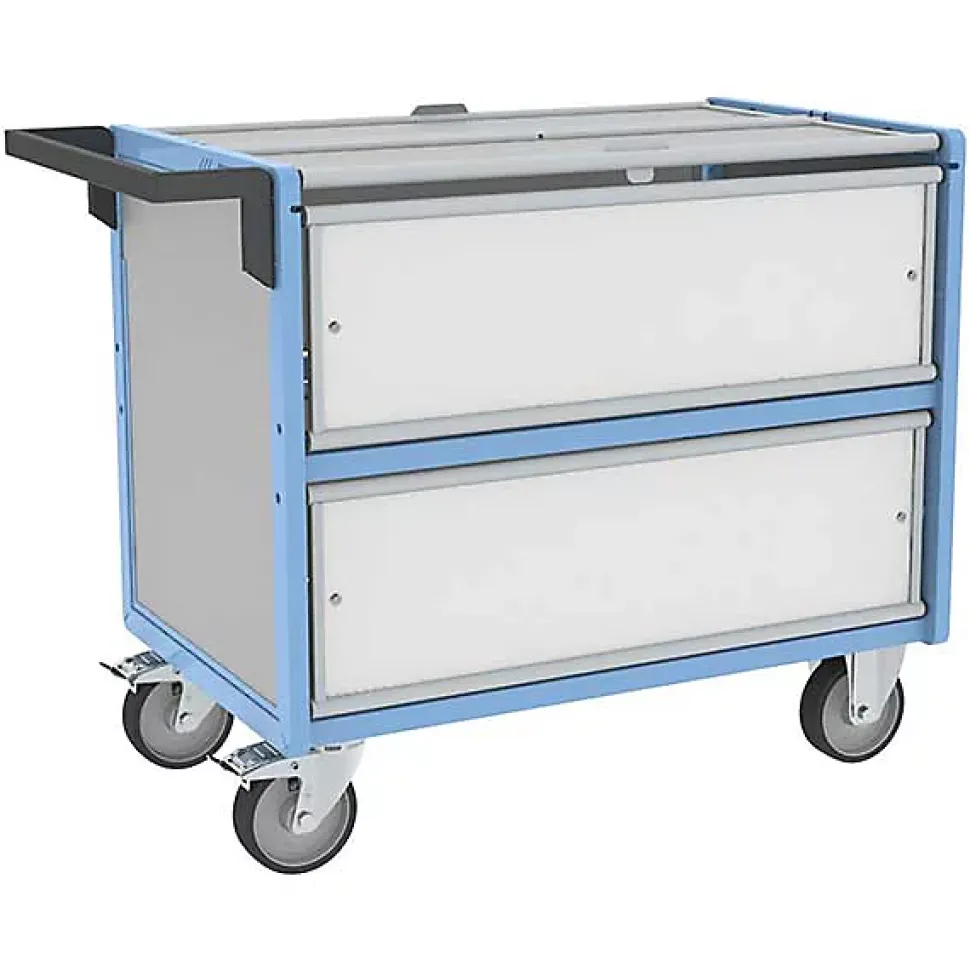 Chariot conteneur fermé pour produits chimiques - Plateau 985x565mm - Charge max 250kg - 800726124