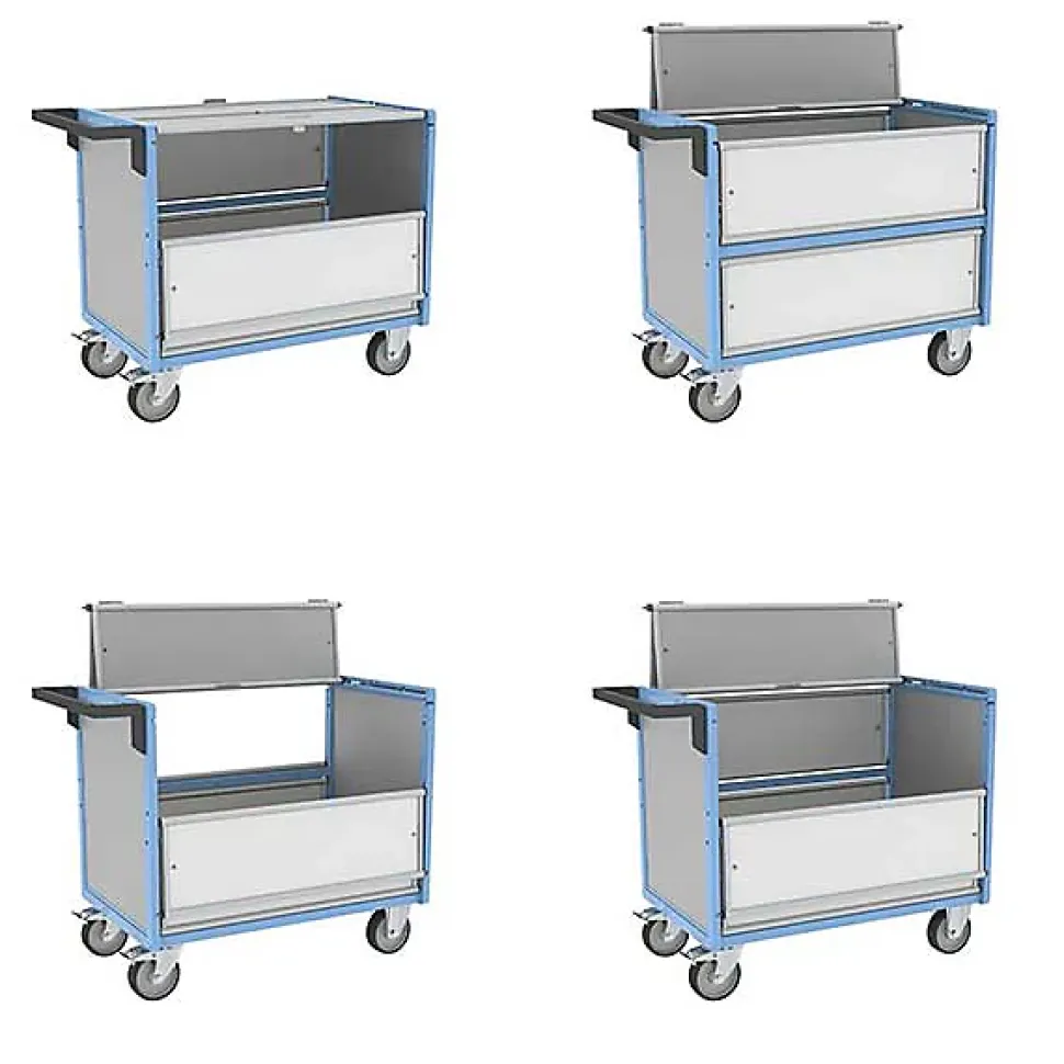 Chariot conteneur fermé pour produits chimiques - Plateau 985x565mm - Charge max 250kg - 800726124