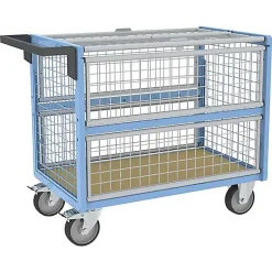 Chariot conteneur grillagé fermé - Plateau 985x565mm - Charge max 500kg - 800726223