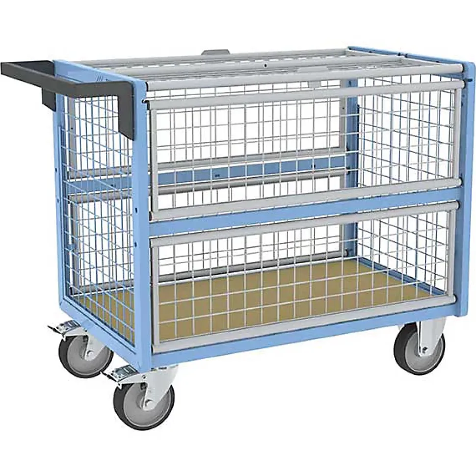 Chariot conteneur grillagé fermé - Plateau 985x565mm - Charge max 500kg - 800726223