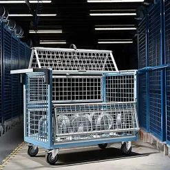 Chariot conteneur grillagé fermé - Plateau 835X465mm - Charge 250kg - 800726113