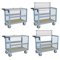 Chariot conteneur grillagé fermé - Plateau 835X465mm - Charge 250kg - 800726113