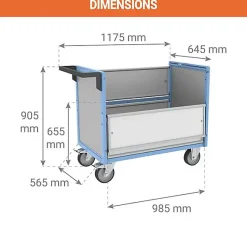 Chariot conteneur ouvert pour produits chimiques - Plateau 985x565mm - Charge max 250kg - 800726122