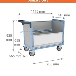 Chariot conteneur ouvert pour produits chimiques - Plateau 985x565mm - Charge max 500kg - 800726222