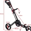 Chariot de Golf a 3 Roues Pliable avec Mecanisme de Pliage Rapide Chariot de Golf avec Tableau de Bord Noir