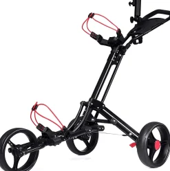 Chariot de Golf a 3 Roues Pliable avec Mecanisme de Pliage Rapide Chariot de Golf avec Tableau de Bord Noir