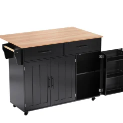 Chariot de service avec plateau rabattable, roulettes et pieds en bois amovibles, parfait pour les cuisines et les restaurants