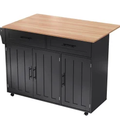 Chariot de service avec plateau rabattable, roulettes et pieds en bois amovibles, parfait pour les cuisines et les restaurants