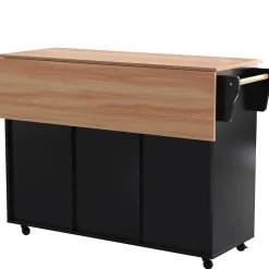 Chariot de service avec plateau rabattable, roulettes et pieds en bois amovibles, parfait pour les cuisines et les restaurants