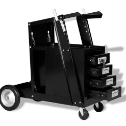 Chariot de soudage avec 4 tiroirs Noir vidaXL