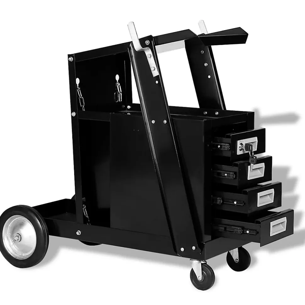 Chariot de soudage avec 4 tiroirs Noir vidaXL