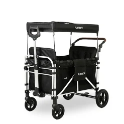 Chariot de transport enfant pliable noir - FUXTEC Family Cruiser - banquettes amovibles 4 places EN-1888 75 kg