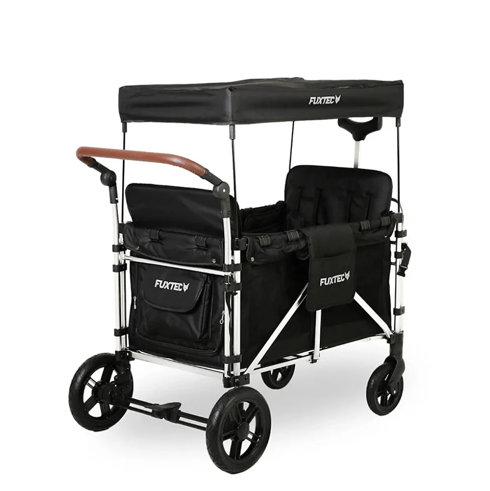 Chariot de transport enfant pliable noir - FUXTEC Family Cruiser - banquettes amovibles 4 places EN-1888 75 kg