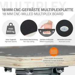 Chariot de transport meubles ECD Germany à roulettes 35x50 cm roues en caoutchouc pivotantes