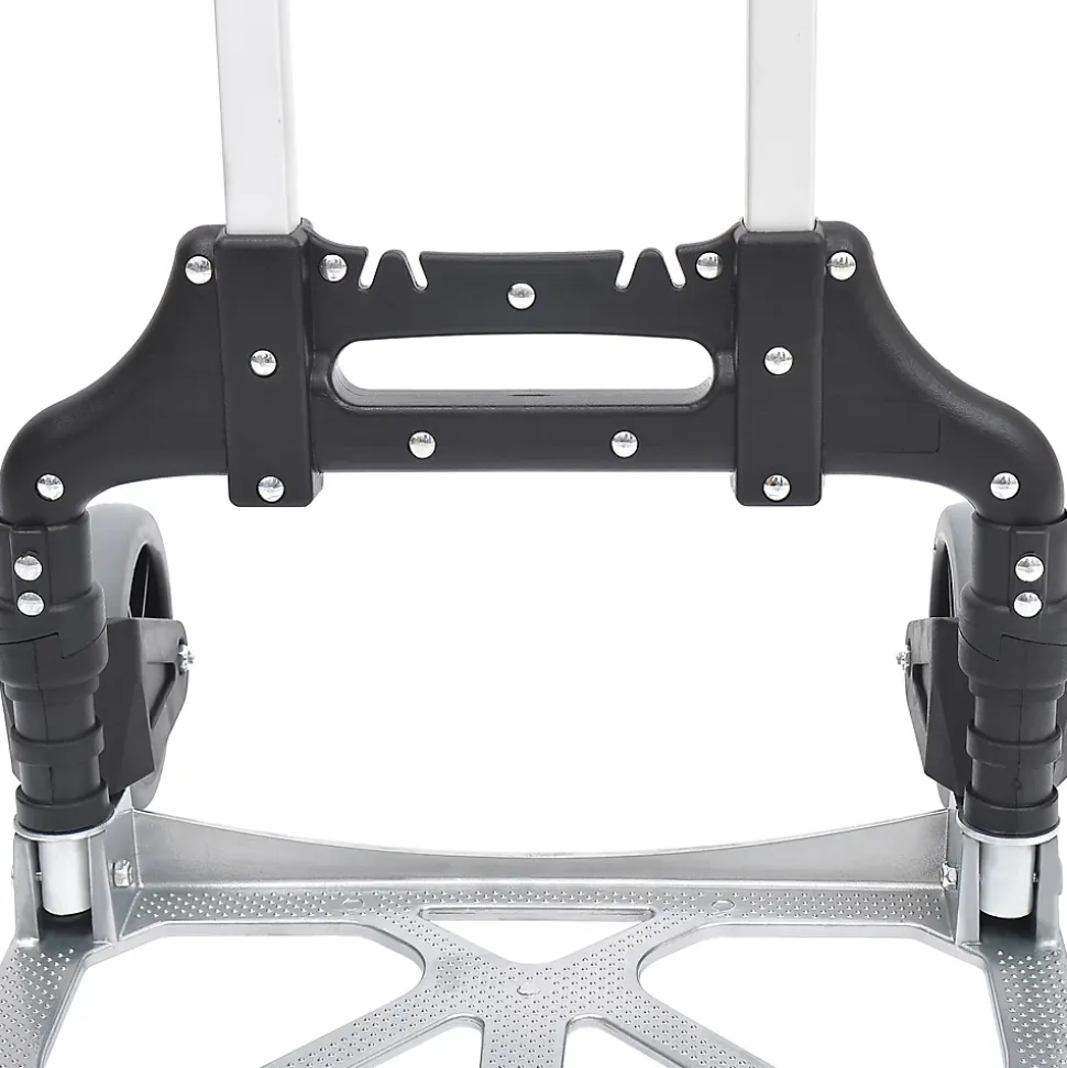 Chariot diable pliable leger telescopique charge 70kg en aluminium argent-noir