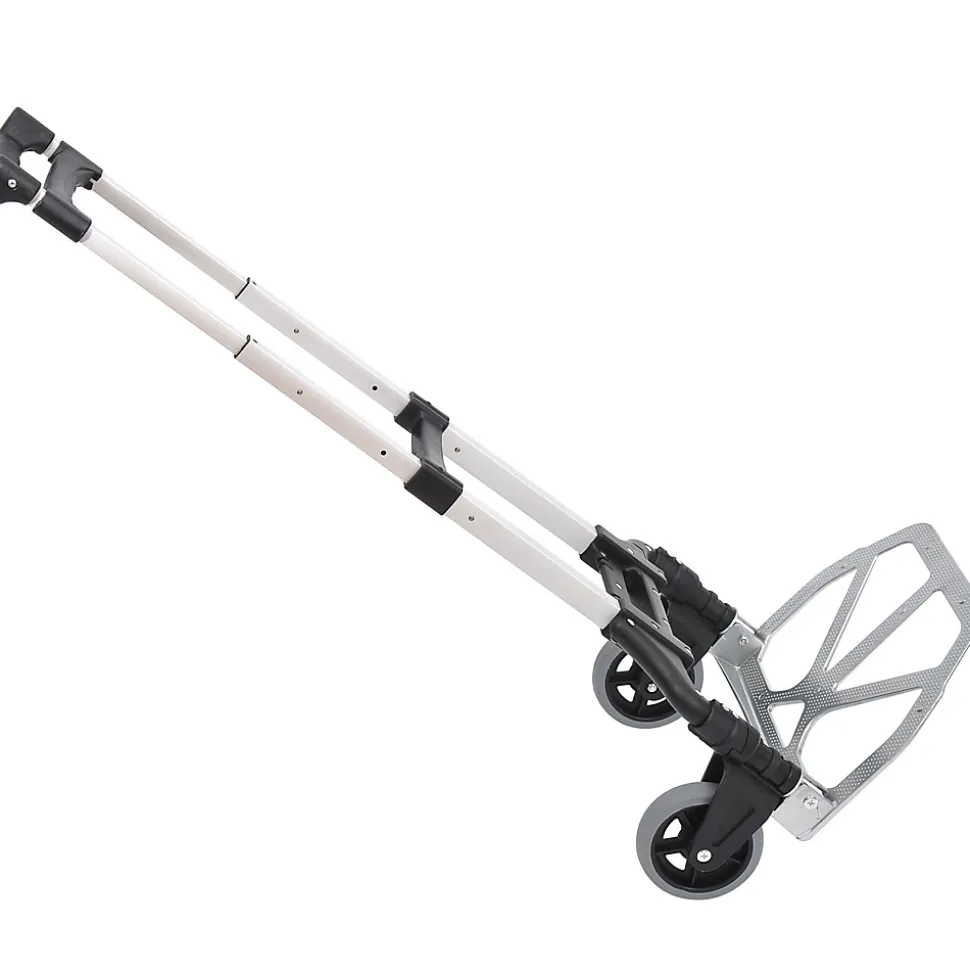 Chariot diable pliable leger telescopique charge 70kg en aluminium argent-noir