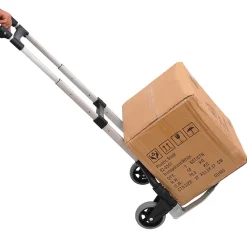 Chariot diable pliable leger telescopique charge 70kg en aluminium argent-noir