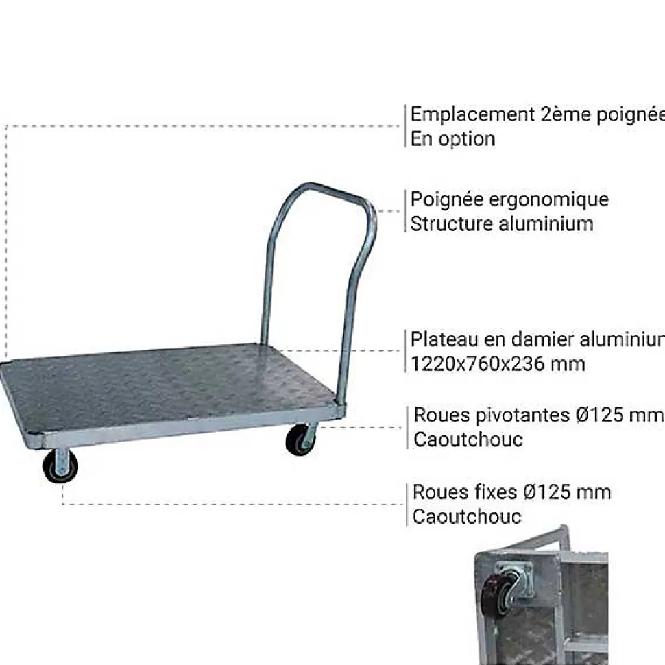 Chariot en aluminium - Plateau de 1220 x 760mm - Capacité 900kg - AF3048
